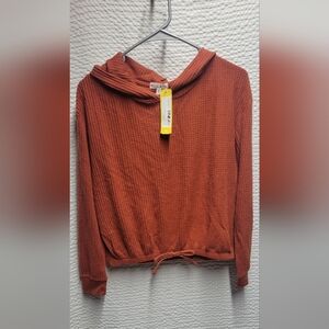 Cozy Rust Waffle Knit Sweatshirt